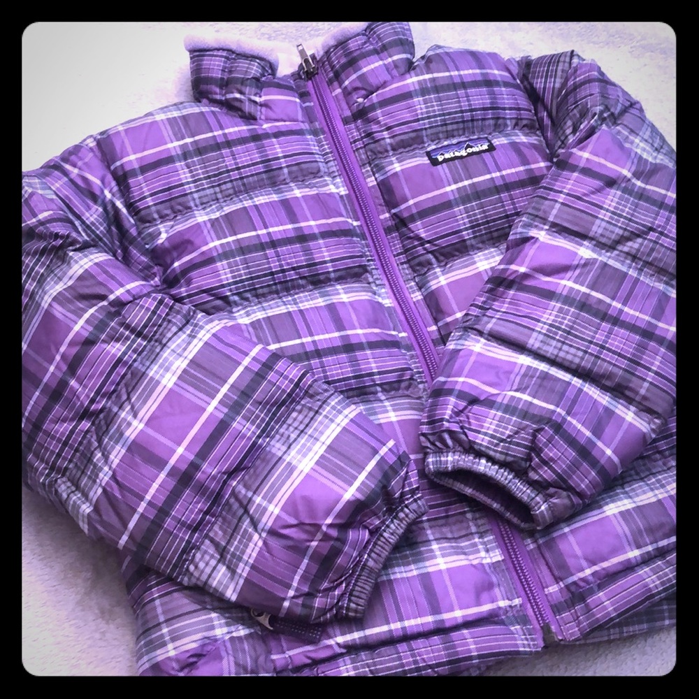 Patagonia Girls S (8) Purple Plaid Girls Puffer